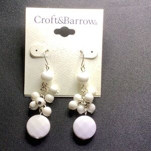 Croft & Barrow Earrings White and Silver Tone (NWT)